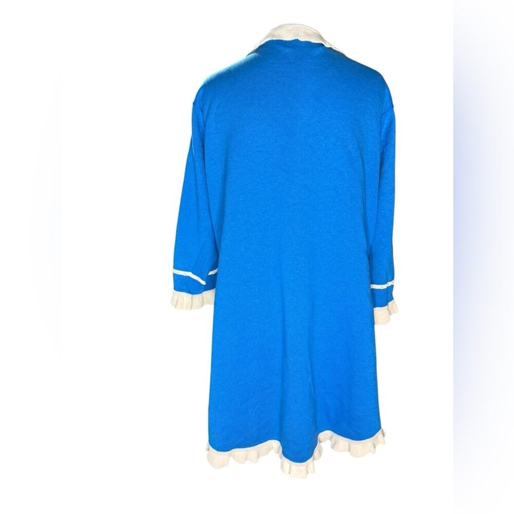Blue Embroidered Ruffle-Trim Sweater Cardigan - Picture 5 of 6